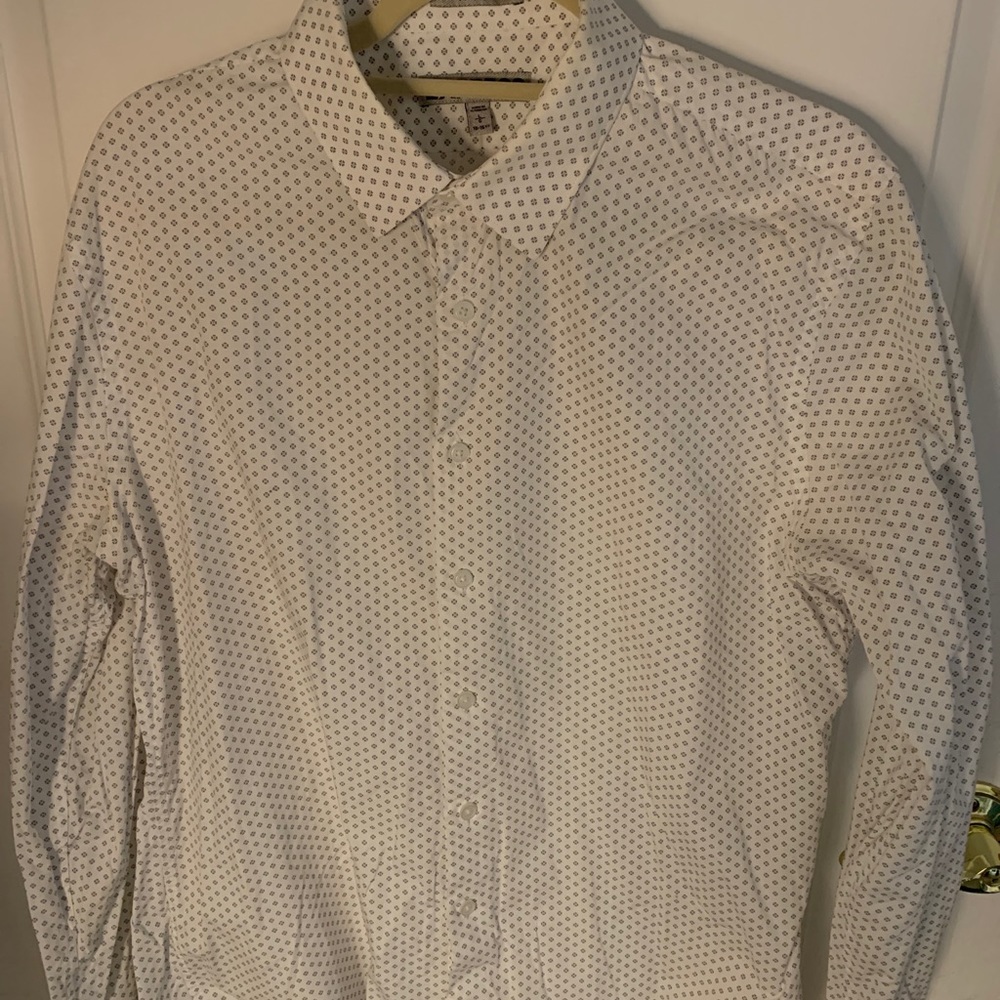 Express Slim Fit Floral Dress Shirt Mens L Long Sleeve Button Down